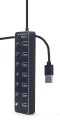 7-portowy HUB USB 3.1 Gen 1 z przełącznikami ON/OFF, LED, 5 Gb/s, czarny
