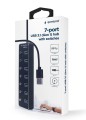 7-portowy HUB USB 3.1 Gen 1 z przełącznikami ON/OFF, LED, 5 Gb/s, czarny