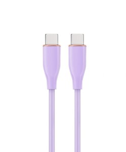 Kabel do ładowania USB-C do USB-C 60W 1,5m mocny silikonowy FIOLETOWY