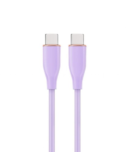Kabel do ładowania USB-C do USB-C 60W 1,5m mocny silikonowy FIOLETOWY