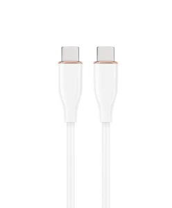 Kabel do ładowania USB-C do USB-C 60W 1,5m mocny silikonowy BIAŁY