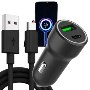 Zestaw Ładowarka Samochodowa 20W QC 3.0 + PD + Kabel USB-C 1.8M – szybkie ładowanie, uniwersalna, czarna