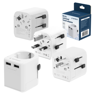 Uniwersalna Przejściówka ADAPTER Gniazda US UK AU CN Ładowarka USB  12W Gembird
