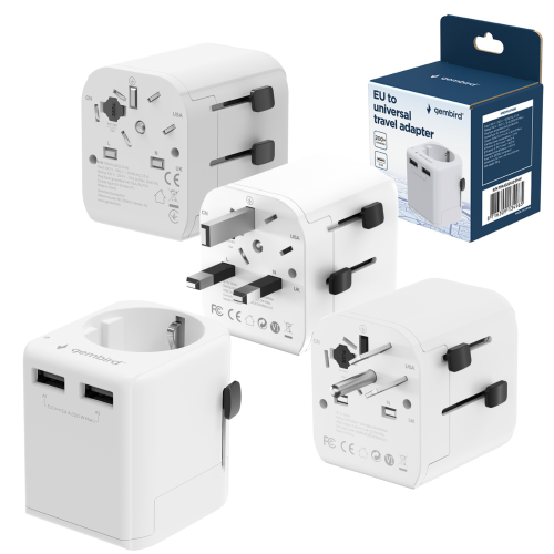 Uniwersalna Przejściówka ADAPTER Gniazda US UK AU CN Ładowarka USB  12W Gembird