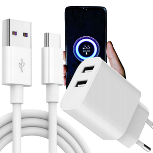 ŁADOWARKA SIECIOWA DO SMARTFONA  KOSTKA 2.4A 5V + KABEL USB-C 1M