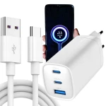 Zestaw ładowarka sieciowa GaN 65W QC 3.0 PD + kabel USB-C 1m – szybkie ładowanie Power Delivery