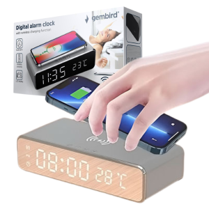 Cyfrowy BUDZIK ZEGAR z bezprzewodowa INDUKCYJNA ŁADOWARKA QI