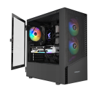 Obudowa Gamingowa Gembird Fornax 4300 ARGB | Midi Tower ATX | 4x Wentylatory ARGB PWM | Hartowane Szkło | USB-C | Czarna