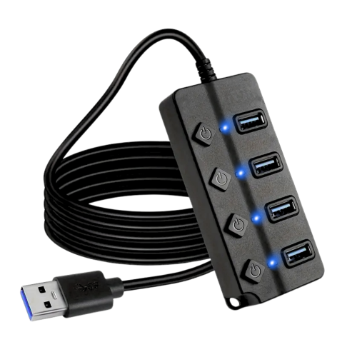 Hub aktywny USB 2.0 4-portowy Włączniki LED Zasilacz UHB-U2P4P-01