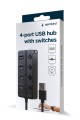 Hub aktywny USB 2.0 4-portowy Włączniki LED Zasilacz UHB-U2P4P-01