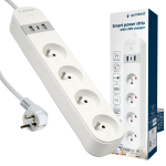  Inteligentna listwa zasilająca z ładowarką USB, 4 gniazda FR biała – TSL-PS-F4U-01-W