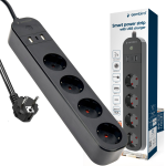  Inteligentna listwa zasilająca z ładowarką USB, 4 gniazda Schuko czarna – TSL-PS-S4U-01 