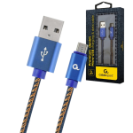 Kabel USB-A do microUSB 2m - 2.1A w oplocie Jeans
