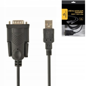 Adapter USB–RS232 1.5 m – konwerter USB na Serial DB9, czarny