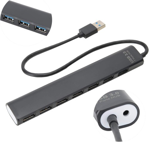 Hub USB 2.0 7-portowy UHB-U2P7-04 – czarny, slim