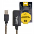 Przedłużacz aktywny USB 10m – High/Low Speed, czarny (UAE-01-10M)