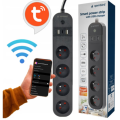 Inteligentna listwa zasilająca WiFi Tuya 4 gniazda + USB-A/USB-C, pomiar energii