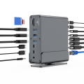 Adapter USB-C HUB 15w1 Stacja Dokująca 2x HDMI 4K 60Hz DP LAN PD 100W