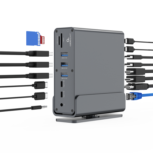 Adapter USB-C HUB 15w1 Stacja Dokująca 2x HDMI 4K 60Hz DP LAN PD 100W
