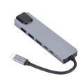 Adapter USB-C 6w1 HUB HDMI 4K LAN 100Mb PD 55W Rozdzielacz USB Stacja Dokująca