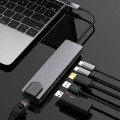 Adapter USB-C 6w1 HUB HDMI 4K LAN 100Mb PD 55W Rozdzielacz USB Stacja Dokująca