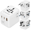 Adapter gniazda  PODRÓŻNY USA UK EU AU USB-C PD 20W GaN Ładowarka