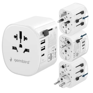 Adapter gniazda PODRÓŻNY USA UK EU AU USB-C PD 15W GaN Ładowarka