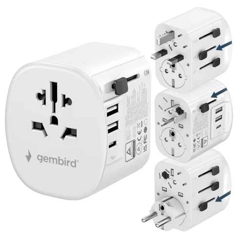 Adapter gniazda PODRÓŻNY USA UK EU AU USB-C PD 15W GaN Ładowarka