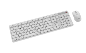 Bezprzewodowa klawiatura i mysz wireless biała USB 2.4GHz Silent Key Pro Gembird