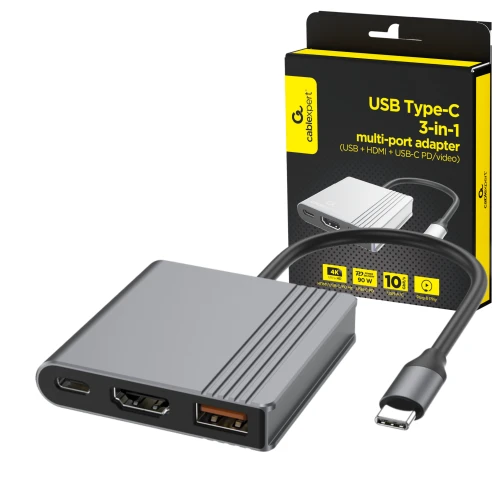 Adapter USB-C 3w1 HDMI 4K 60Hz USB 3.2 PD 90W Hub USB-C