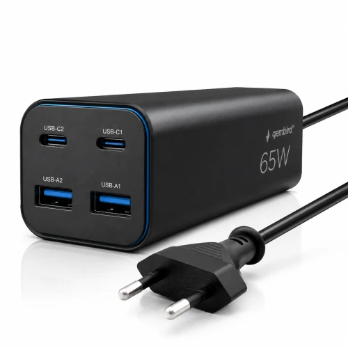 Ładowarka GaN 65W USB-C Power Delivery z 4 portami USB Gembird