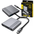 Adapter USB-C 3w1 Hub USB-C 2x HDMI 4K USB 3.2 PD 85W Szary