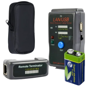 Tester do kabli sieciowych  LAN RJ45 RJ11  LED UTP USB STP Miernik sieci + BATERIA 9V