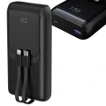 Powerbank 20000mAh 20W PD QC 3.0 LCD USB-C Zintegrowane Kable USB-C Lightning