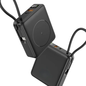 Powerbank 10000mAh 20W PD Bezprzewodowy 15W LCD  z Kablem USB-C