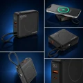 Powerbank 10000mAh 20W PD Bezprzewodowy 15W LCD  z Kablem USB-C