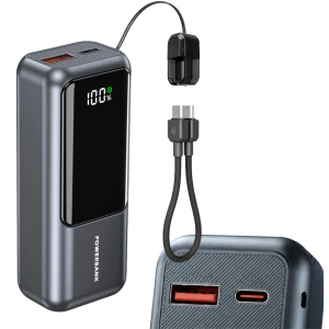 Powerbank 10000mAh 20W PD QC 3.0 Szybkie Ładowanie LCD USB-C Szary