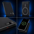 Powerbank 10000mAh 20W PD QC 3.0 LCD z kablami USB-C + Lightning do iphone