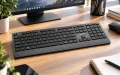 Klawiatura USB Przewodowa Slim Niski Profil USB + USB-C czarny