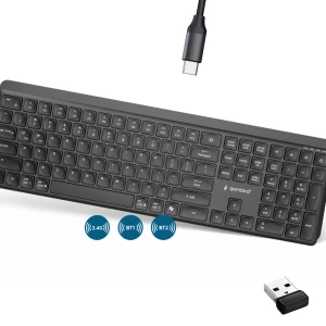 Bezprzewodowa klawiatura Slim PRO-BUSINESS 2,4 GHz + Bluetooth, US Cicha